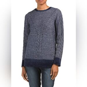 Summer & Sage Chanielle Trim Marled Cable Sweater